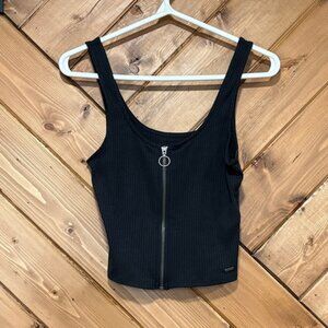 Hollister Black Zipper Tank Top Size M